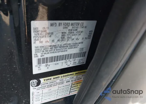 2012 Ford Expedition El Xlt from USA, damaged, VIN 1FMJK1H53CEF06204